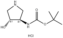 tert-butyl rac-[(3R,4R)-4-hydroxy-3-pyrrolidinyl]carbamate hydrochloride Struktur