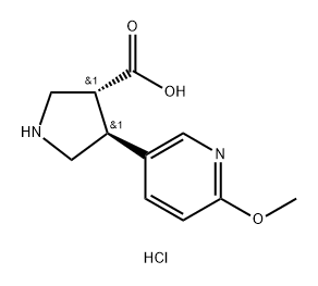 3-?Pyrrolidinecarboxyli?c acid, 4-?(6-?methoxy-?3-?pyridinyl)?-?, hydrochloride (1:2)?, (3R,?4S)?- Struktur