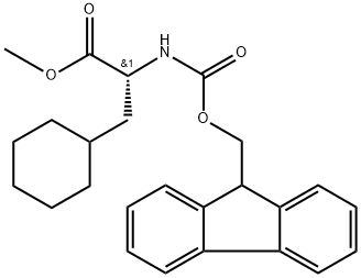 Cyclohexanepropanoic acid, α-[[(9H-fluoren-9-ylmethoxy)carbonyl]amino]-, methyl ester, (αR)- Struktur