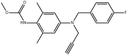 Carbamic acid, N-[4-[[(4-fluorophenyl)methyl]-2-propyn-1-ylamino]-2,6-dimethylphenyl]-, methyl ester Struktur