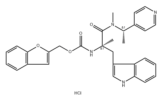 Carbamic acid, [(1R)-1-(1H-indol-3-ylmethyl)-1-methyl-2-[methyl[(1S)-1-(4-pyridinyl)ethyl]amino]-2-oxoethyl]-, 2-benzofuranylmethyl ester, monohydrochloride (9CI) Struktur