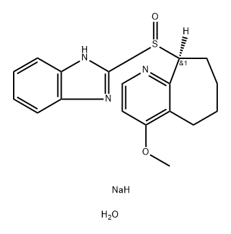 5H-Cyclohepta[b]pyridine, 9-(1H-benzimidazol-2-ylsulfinyl)-6,7,8,9-tetrahydro-4-methoxy-, sodium salt, dihydrate, (R*,S*)- (9CI) Struktur