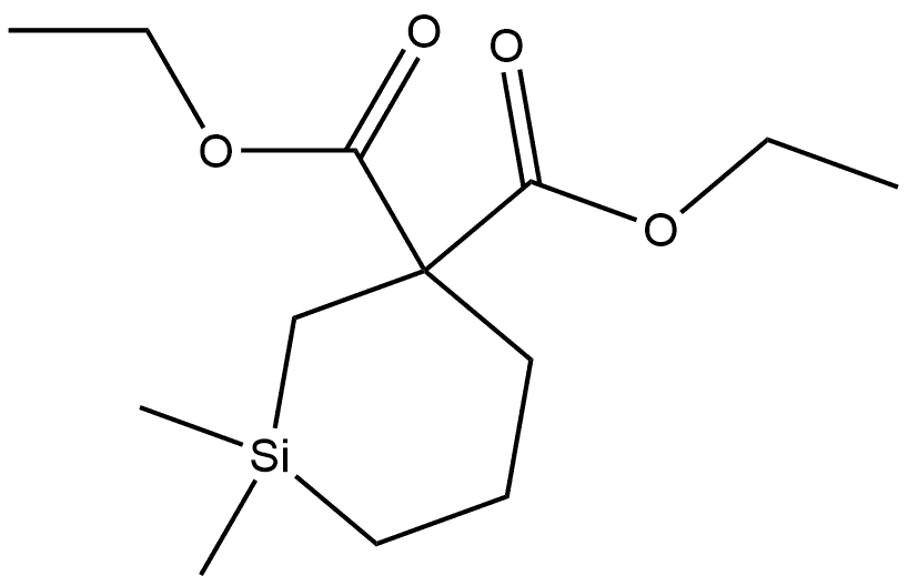 Silacyclohexane-3,3-dicarboxylic acid, 1,1-dimethyl-, 3,3-diethyl ester Struktur