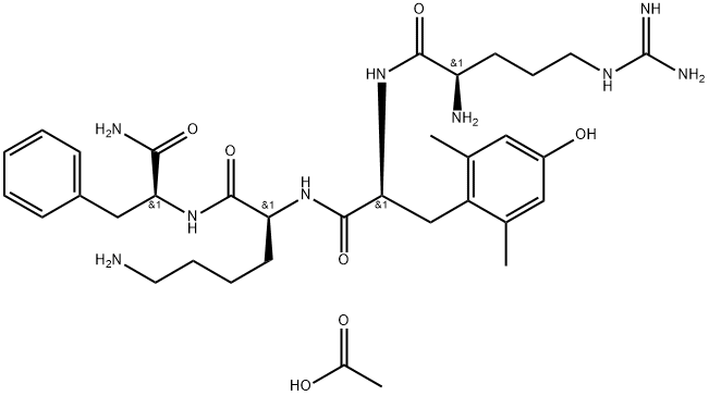 L-Phenylalaninamide, D-arginyl-2,6-dimethyl-L-tyrosyl-L-lysyl-, acetate (1:3) Struktur