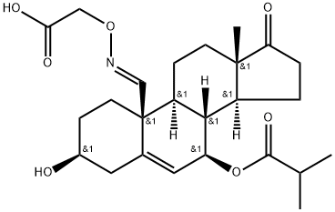 Propanoic acid, 2-methyl-, (3beta,7beta,19E)-19-[(carboxymethoxy)imino]-3-hydroxy- Struktur