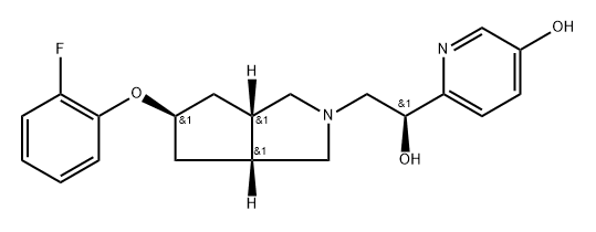 Cyclopenta[c]pyrrole-2(1H)-ethanol, 5-(2-fluorophenoxy)hexahydro-α-(5-hydroxy-2-pyridinyl)-, (αS,3aα,5α,6aα)- Struktur