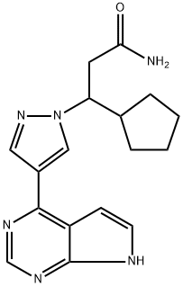 1H-Pyrazole-1-propanamide, β-cyclopentyl-4-(7H-pyrrolo[2,3-d]pyrimidin-4-yl)- Struktur