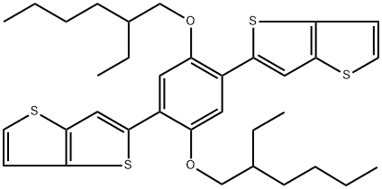 2,2'-(2,5-bis((2-ethylhexyl)oxy)-1,4-phenylene)dithieno[3,2-b]thiophene Struktur