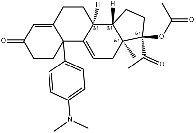 19-Norpregna-4,9(11)-diene-3,20-dione, 17-(acetyloxy)-10-[4-(dimethylamino)phenyl]-, (10ξ)- Struktur