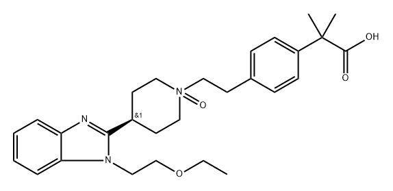 Benzeneacetic acid, 4-[2-[cis-4-[1-(2-ethoxyethyl)-1H-benzimidazol-2-yl]-1-oxido-1-piperidinyl]ethyl]-α,α-dimethyl- Struktur