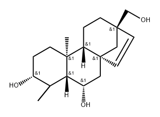 17-Nor-8β,13β-kaur-15-ene-3α,6α-diol, 13-(hydroxymethyl)-, (+)- (8CI) Struktur