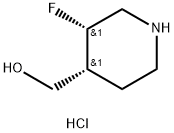 4-Piperidinemethanol, 3-fluoro-, hydrochloride (1:1), (3S,4R)- Struktur