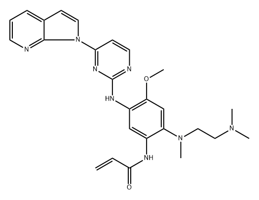 N-(5-((4-(1H-pyrrolo[2,3-b]pyridin-1-yl)pyrimidin-2-yl)amino)-2-((2-(dimethylamino)ethyl)(methyl)amino)-4-methoxyphenyl)acrylamide Struktur