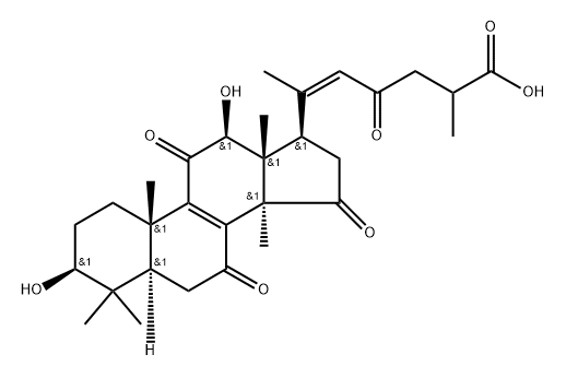 Lanosta-8,20(22)-dien-26-oic acid, 3,12-dihydroxy-7,11,15,23-tetraoxo-, (3β,12β,20Z)- Struktur