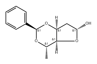 (R)-3,6-O-Benzylidene-2,6-dideoxy-L-galacto(gluco)furanose Struktur