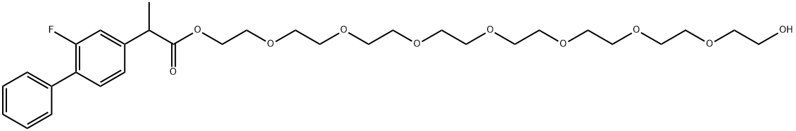 [1,1'-Biphenyl]-4-acetic acid, 2-fluoro-α-methyl-, 23-hydroxy-3,6,9,12,15,18,21-heptaoxatricos-1-yl ester Struktur