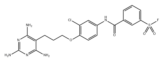 m-((3-Chloro-4-(3-(2,4,6-triamino-5-pyrimidinyl)propoxy)phenyl)carbamoyl)benzenesulfonyl fluoride Struktur