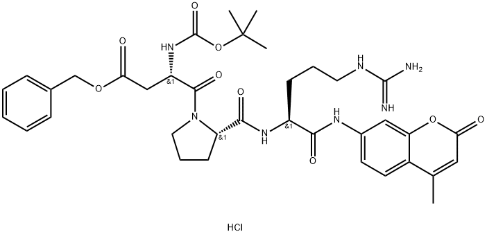 L-Argininamide, N-[(1,1-dimethylethoxy)carbonyl]-L-α-aspartyl-L-prolyl-N-(4-methyl-2-oxo-2H-1-benzopyran-7-yl)-, phenylmethyl ester, monohydrochloride (9CI) Struktur