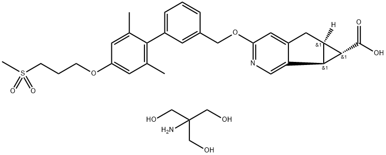 (2S,3S,4R)-8-[[3-[2,6-dimethyl-4-(3-methylsulfonylpropoxy)phenyl]phenyl]methoxy]-9-azatricyclo[4.4.0.02,4]deca-1(10),6,8-triene-3-carboxylate Struktur