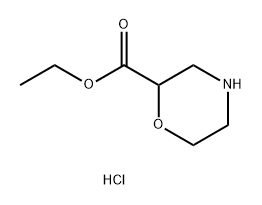 2-Morpholinecarboxylic acid, ethyl ester, dihydrochloride Struktur