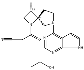 1,6-Diazaspiro[3.4]octane-1-propanenitrile, 3-methyl-β-oxo-6-(7H-pyrrolo[2,3-d]pyrimidin-4-yl)-, compd. with ethanol (1:1), (3S,4R)- Struktur