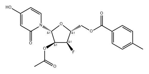 2'-O-Acetyl-5'-O-(p-toluoyl)-3'-deoxy-3'-flluoro-3-deazauridine Struktur