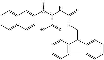 2-Naphthalenepropanoic acid, α-[[(9H-fluoren-9-ylmethoxy)carbonyl]amino]-β-methyl-, (αS,βS)- Struktur