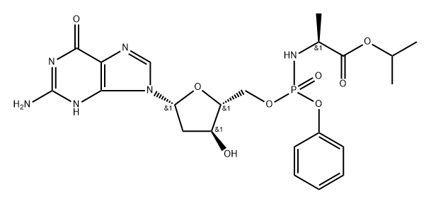 N-(2′-Deoxy-P-phenyl-5′-guanylyl)-L-alanine 1-methylethyl ester Struktur