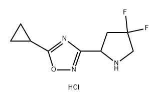 5-Cyclopropyl-3-(4,4-difluoropyrrolidin-2-yl)-1,2,4-oxadiazole hydrochloride Struktur