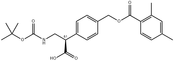 Benzeneacetic acid, 4-[[(2,4-dimethylbenzoyl)oxy]methyl]-α-[[[(1,1-dimethylethoxy)carbonyl]amino]methyl]-, (αR)- Struktur