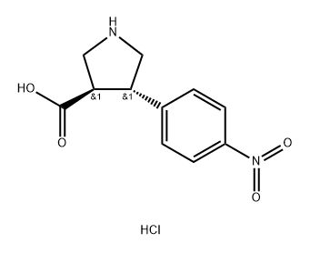 3-?Pyrrolidinecarboxyli?c acid, 4-?(4-?nitrophenyl)?-?, hydrochloride (1:1)?, (3R,?4S)?- Struktur