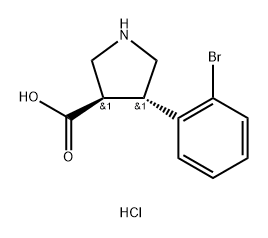 (3R,4S)-4-(2-bromophenyl)pyrrolidine-3-carboxylic acid hydrochloride Struktur