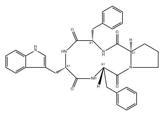 シクロ(L-Phe-D-Pro-L-Phe-L-Trp-) 化學(xué)構(gòu)造式