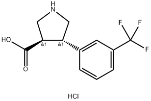 3-Pyrrolidinecarboxylic acid, 4-[3-(trifluoromethyl)phenyl]-, hydrochloride (1:1), (3R,4S)-rel- Struktur