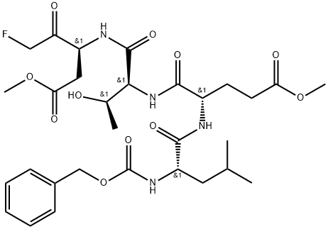 L-Threoninamide, N-[(phenylmethoxy)carbonyl]-L-leucyl-L-α-glutamyl-N-[(1S)-3-fluoro-1-(2-methoxy-2-oxoethyl)-2-oxopropyl]-, methyl ester Struktur