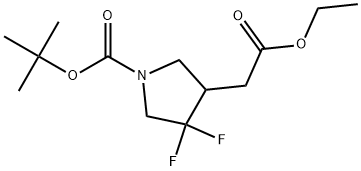 tert-butyl4-(2-ethoxy-2-oxoethyl)-3,3-difluoropyrrolidine-1-carboxylate Struktur