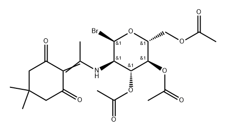 .alpha.-D-Glucopyranosyl bromide, 2-deoxy-2-1-(4,4-dimethyl-2,6-dioxocyclohexylidene)ethylamino-, 3,4,6-triacetate Struktur