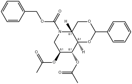 2,3-Di-O-acetyl-4,6-O-benzylidene-N-Cbz-1-deoxynojirimycin Struktur