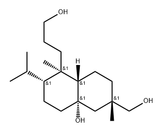 1-Naphthalenepropanol, 1,2,3,4,4a,5,6,7,8,8aα-decahydro-4aβ-hydroxy-6β-(hydroxymethyl)-2β-isopropyl-1β,6-dimethyl-, (+)- (8CI) Struktur