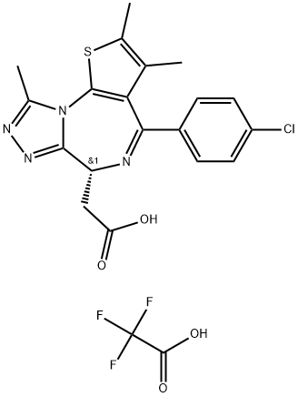 (R)-2-(4-(4-chlorophenyl)-2,3,9-trimethyl-6H-thieno[3,2-f][1,2,4]triazolo[4,3-a][1,4]diazepin-6-yl)aceticacidTFA(1:1) Struktur