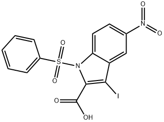 1-(benzenesulfonyl)-3-iodo-5-nitro-1H-indole-2-carboxylic acid Struktur