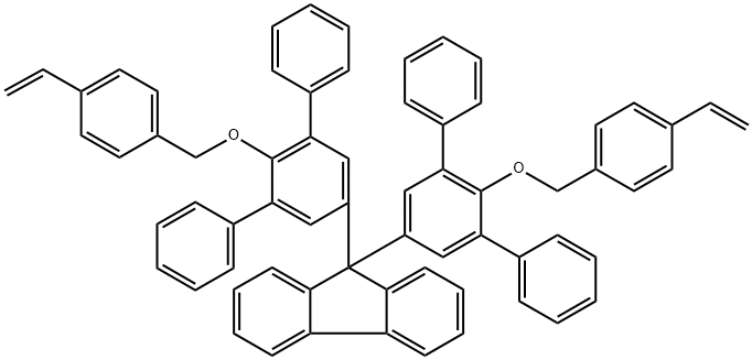 9,9-Bis[2′-[(4-ethenylphenyl)methoxy][1,1′:3′,1′′-terphenyl]-5′-yl]-9H-fluorene Struktur