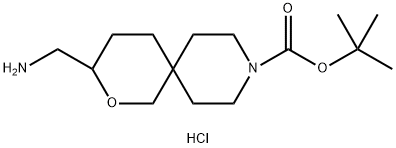 tert-Butyl 3-(aminomethyl)-2-oxa-9-azaspiro[5.5]undecane-9-carboxylate hydrochloride Struktur