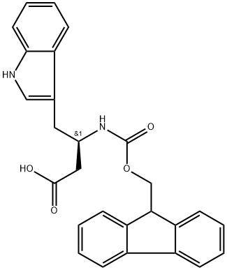 1H-Indole-3-butanoic acid, β-[[(9H-fluoren-9-ylmethoxy)carbonyl]amino]-, (βR)- Struktur