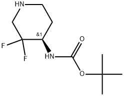 Carbamic acid, N-[(4R)-3,3-difluoro-4-piperidinyl]-, 1,1-dimethylethyl ester Struktur