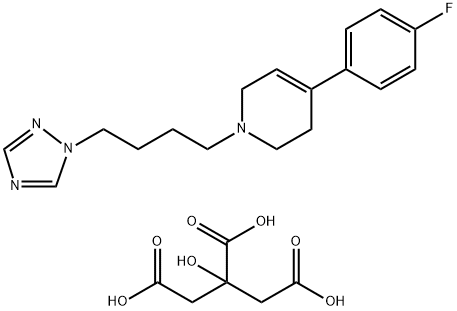 Pyridine, 4-(4-fluorophenyl)-1,2,3,6-tetrahydro-1-[4-(1H-1,2,4-triazol-1-yl)butyl]-, 2-hydroxy-1,2,3-propanetricarboxylate (1:1) Struktur