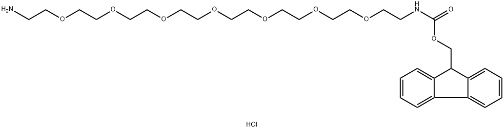 5,8,11,14,17,20,23-Heptaoxa-2-azapentacosanoic acid, 25-amino-, 9H-fluoren-9-ylmethyl ester, hydrochloride (1:1) Struktur