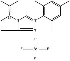 5H-Pyrrolo[2,1-c]-1,2,4-triazolium, 6,7-dihydro-5-(1-methylethyl)-2-(2,4,6-trimethylphenyl)-, (5R)-, tetrafluoroborate(1-) (1:1) Struktur