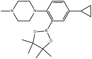 1-4-Cyclopropyl-2-(4,4,5,5-tetramethyl-1,3,2-dioxaborolan-2-yl)phenyl-4-methyl-piperazine Struktur