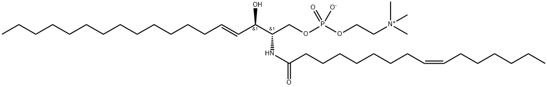 N-palmitoleoyl-D-erythro-sphingosylphosphorylcholine Struktur